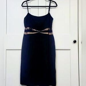 LIKE NEW!*Y2k*BCBGMaxAzria(XS-M),Cocktail Mini Dress,w Illusion Lace Waist-Black